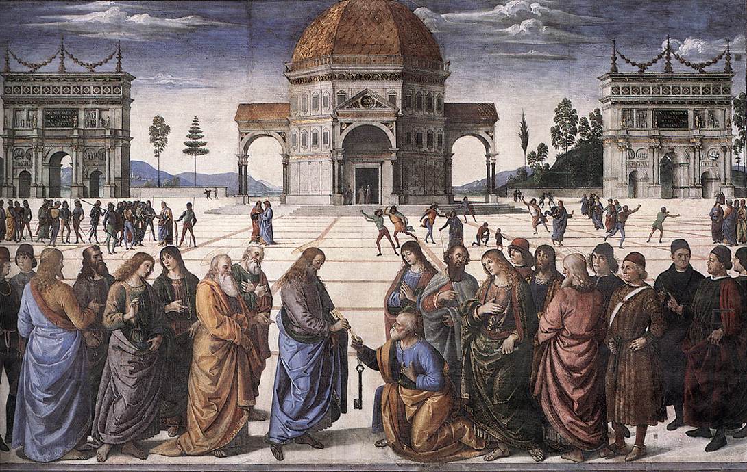 PERUGINO, Pietro Christ Handing the Keys to St. Peter af